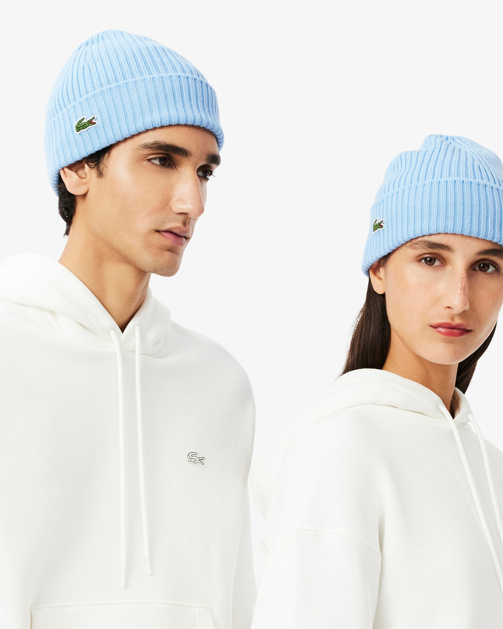 LACOSTE RIB KNIT BRUSHED WOOL BEANIE