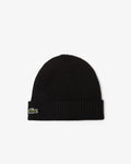 LACOSTE RIB KNIT WOOL BEANIE