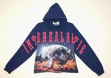 TAKER / RAW-EDGE CROPPED FRENCH TERRY HOODIE T5262 (NAVY)