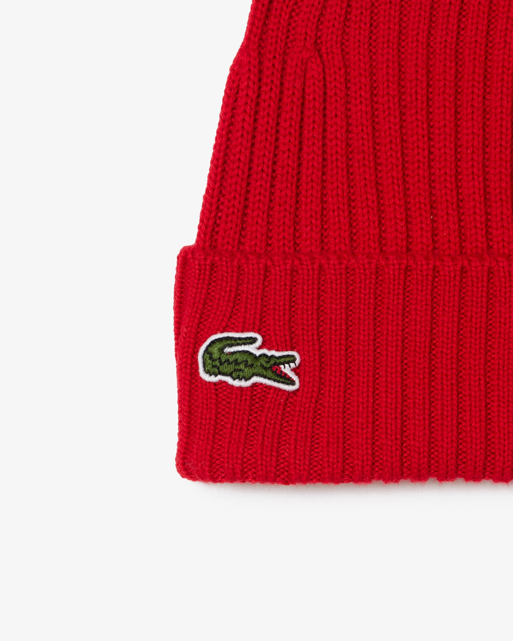 LACOSTE RIB KNIT BRUSHED WOOL BEANIE
