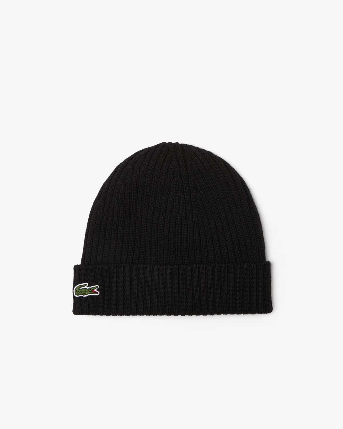 LACOSTE RIB KNIT BRUSHED WOOL BEANIE