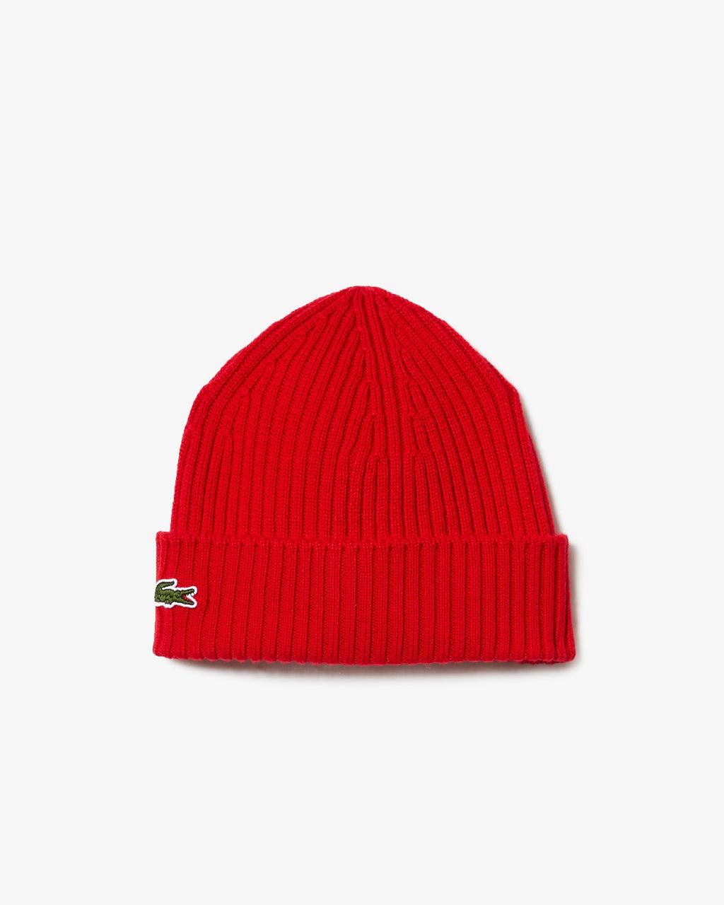 LACOSTE RIB KNIT BRUSHED WOOL BEANIE