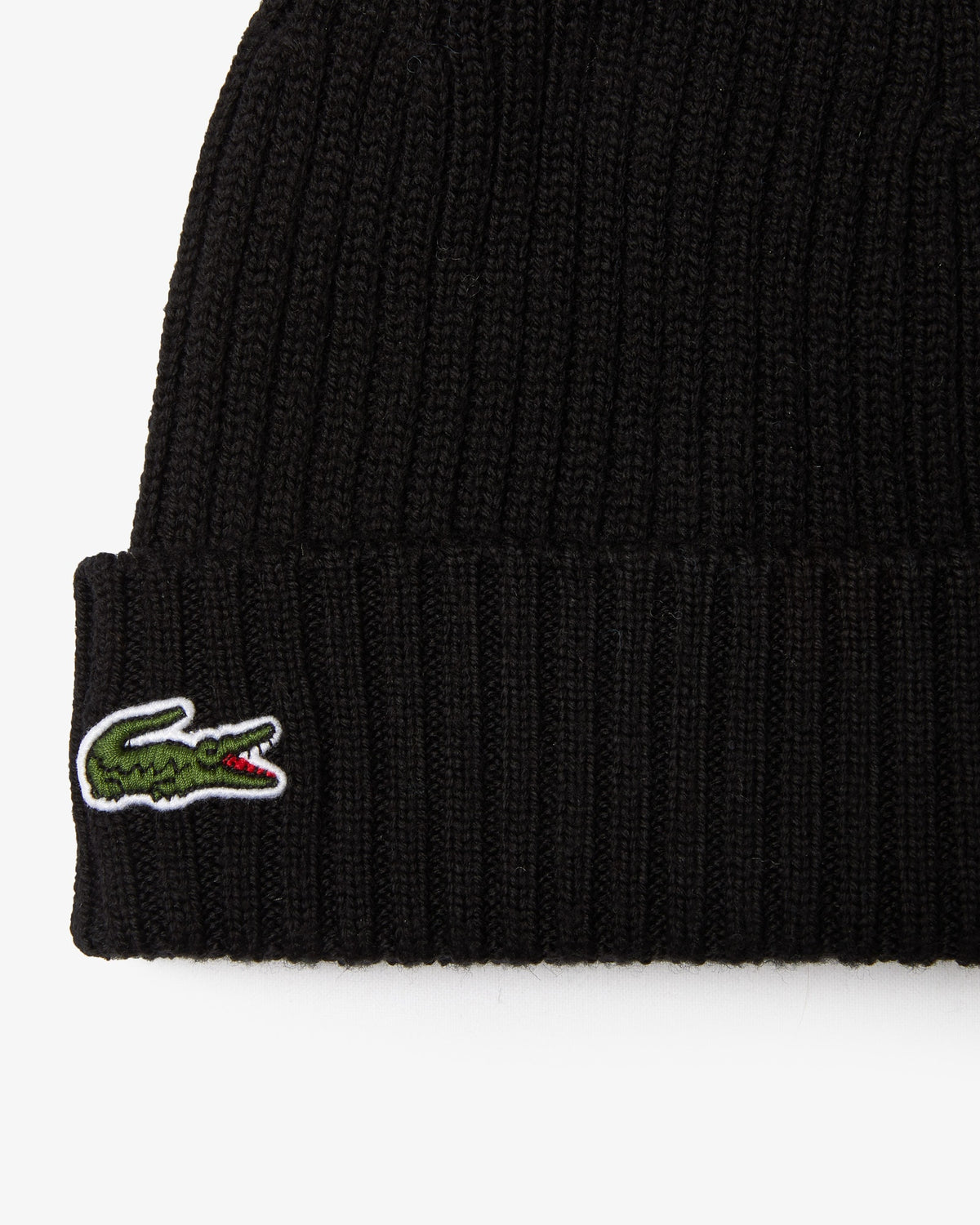 LACOSTE RIB KNIT WOOL BEANIE
