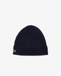 LACOSTE RIB KNIT BRUSHED WOOL BEANIE