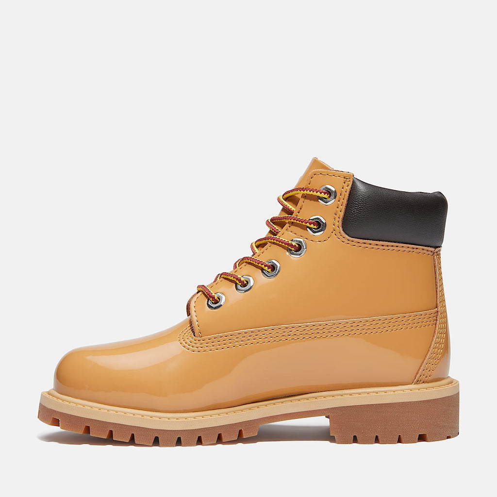 JUNIOR TIMBERLAND PTRMIUM 6 INCH WATERPROOF BOOT ( WHEAT PATENT LEATHER)