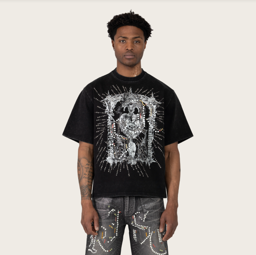 SMOKE RISE MEMENTO MORISTUDDED SS TEE (KT26S453) BLACK