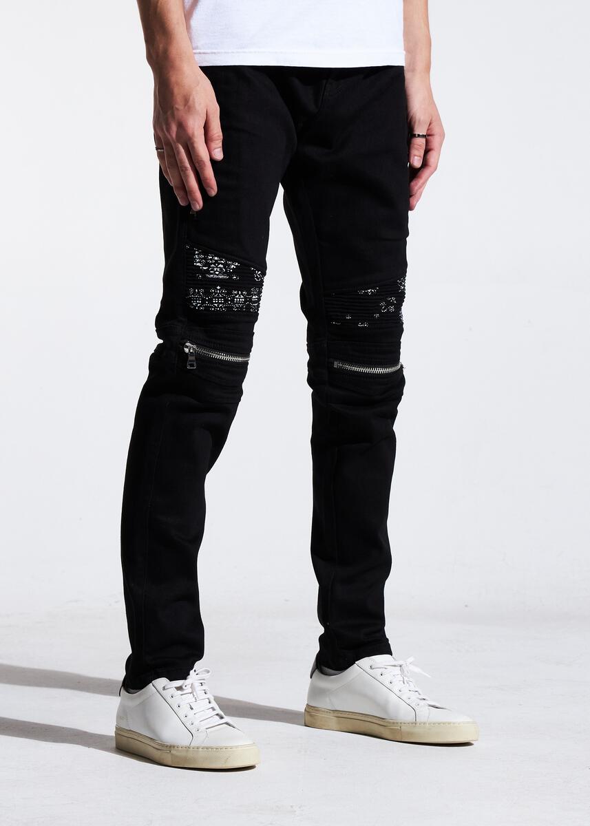 EMBELLISH SUNNY BIKER DENIM (BLACK PAISLEY) EMBSP121-121