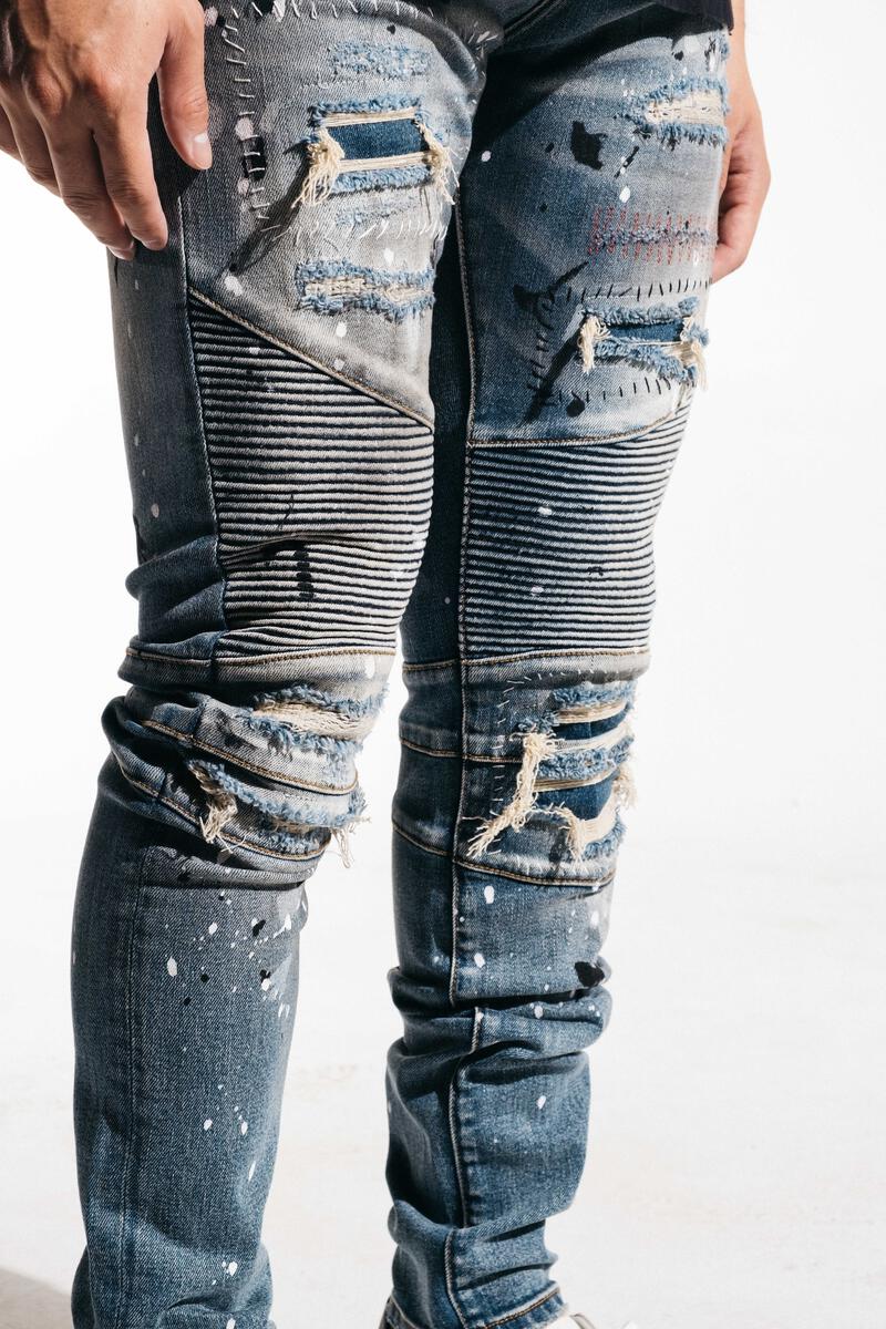 EMBELLISH TYSON BIKER DENIM (BLUE) EMBSP221-152