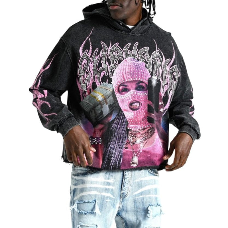 TAKER / T5261, RAW-EDGE CROPPED FRENCH-TERRY HOODIE (T5261)