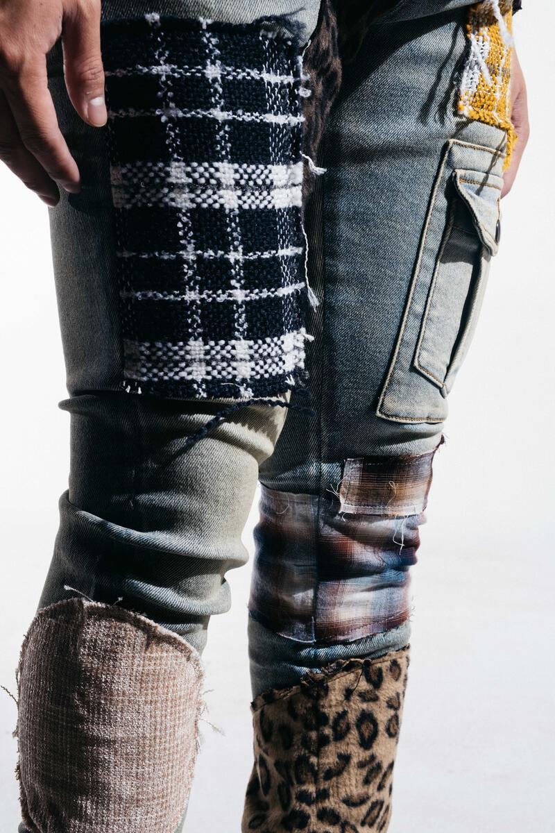 EMBELLISH TREY CARGO DENIM (BLUE PATCHWORK) EMBSP221-141