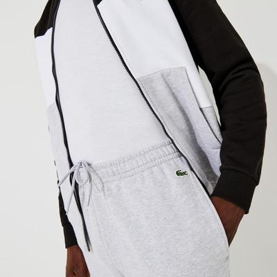 Lacoste Printed Colorblock Fleece Tracksuit (Grey/White/Black)