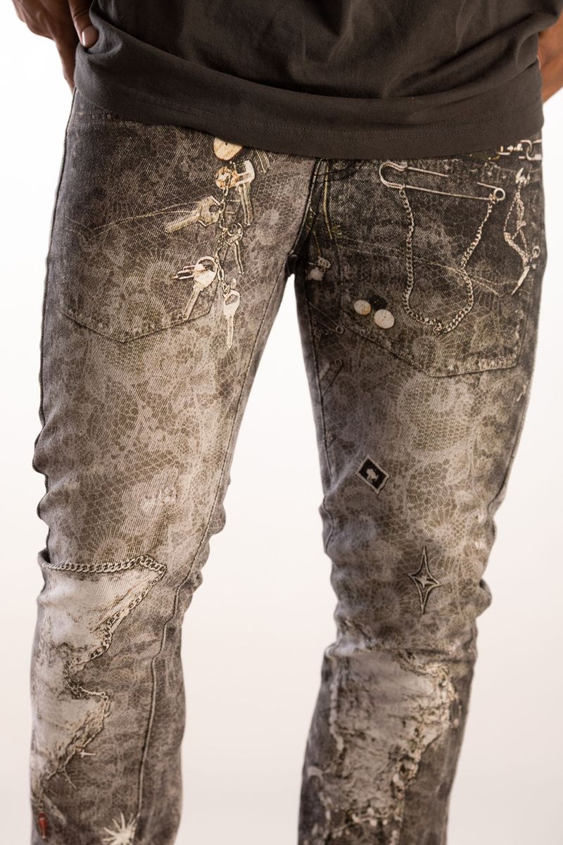 KINDRED / PREMIUM DIGITAL PRINT STACKED JEAN (GREY) KD2234