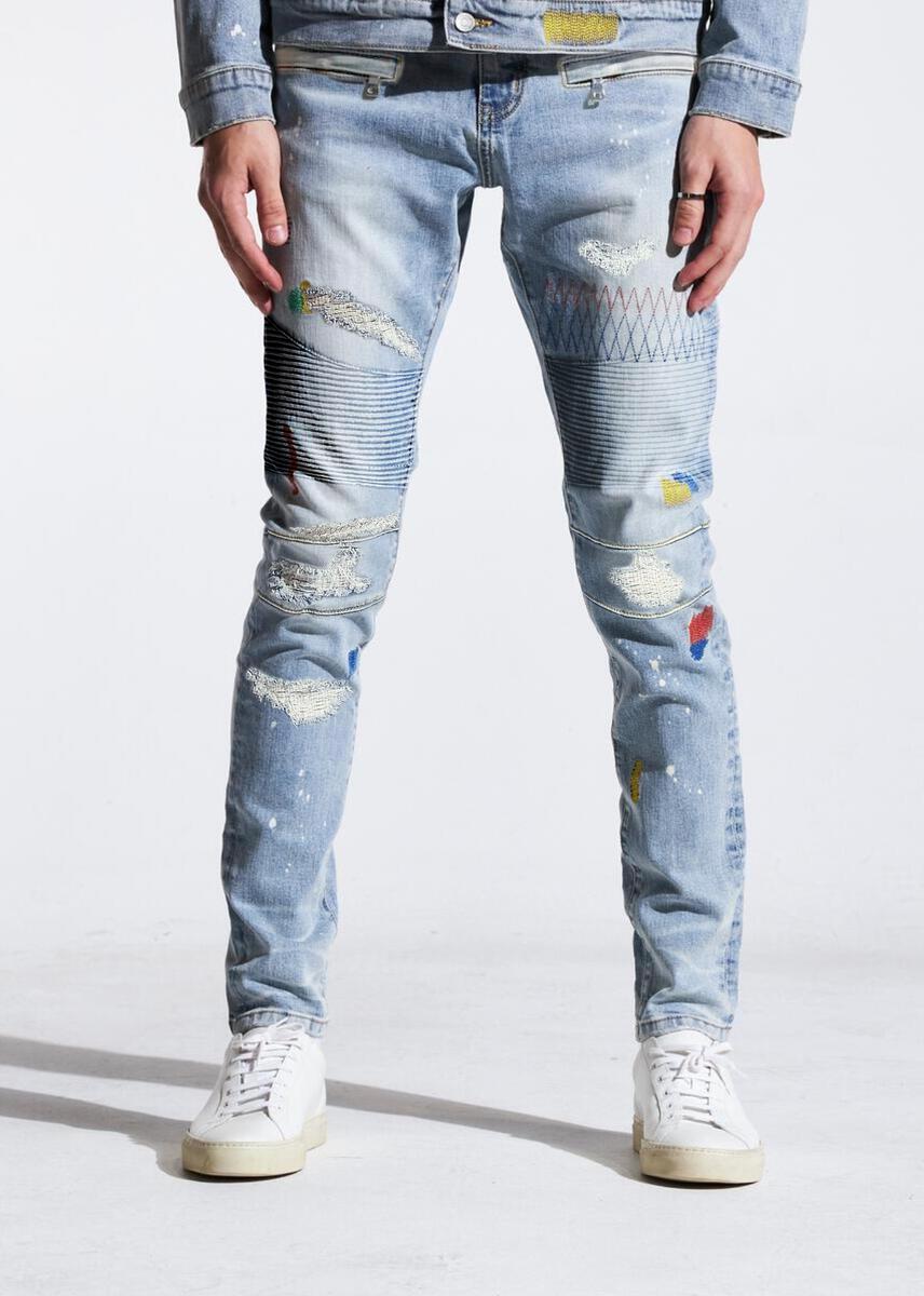 EMBELLISH IRIS BIKER DENIM (BLUE STITCHED) EMBSP221-132