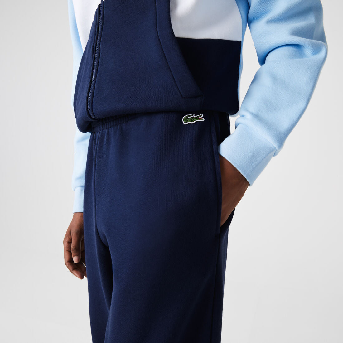 Lacoste Printed Colorblock Fleece Tracksuit (Navy/White/Baby Blue)