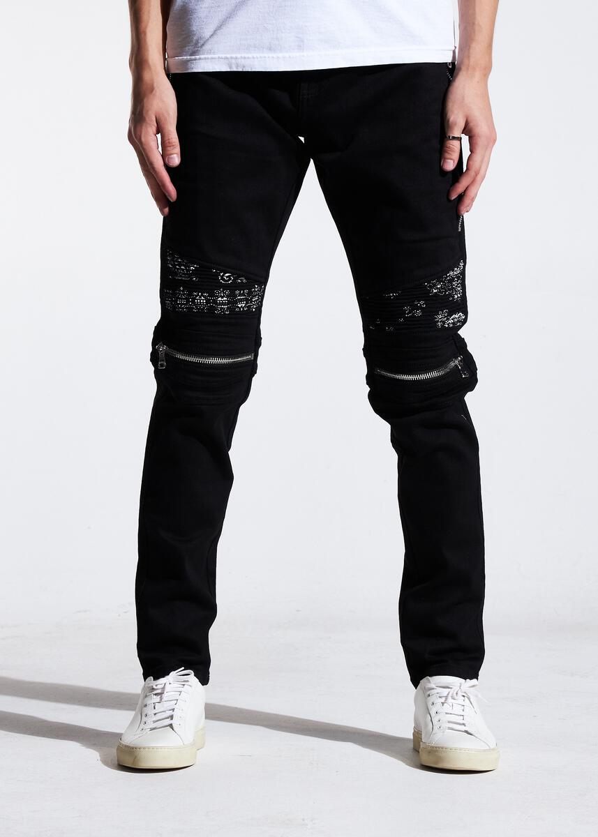 EMBELLISH SUNNY BIKER DENIM (BLACK PAISLEY) EMBSP121-121