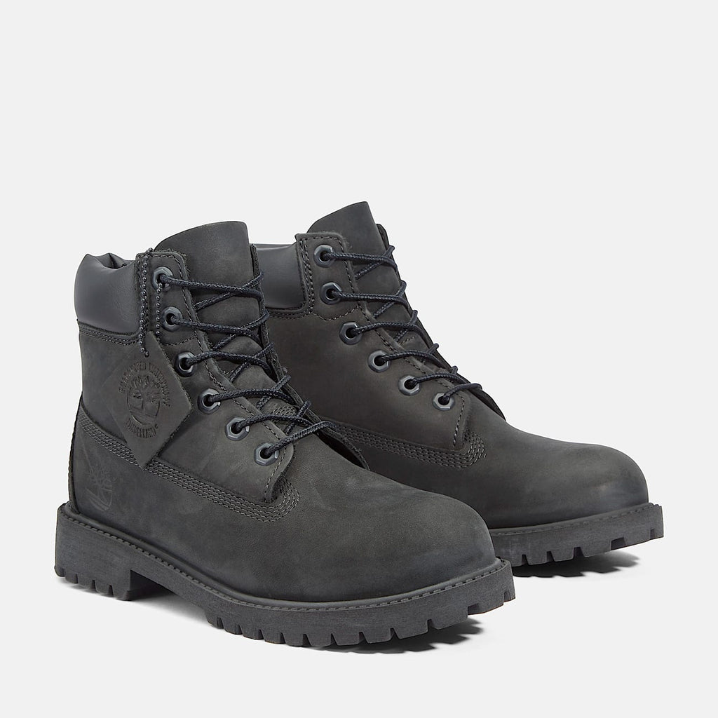 Junior Timberland® Premium 6-Inch Waterproof Boot (Black Nubuck)