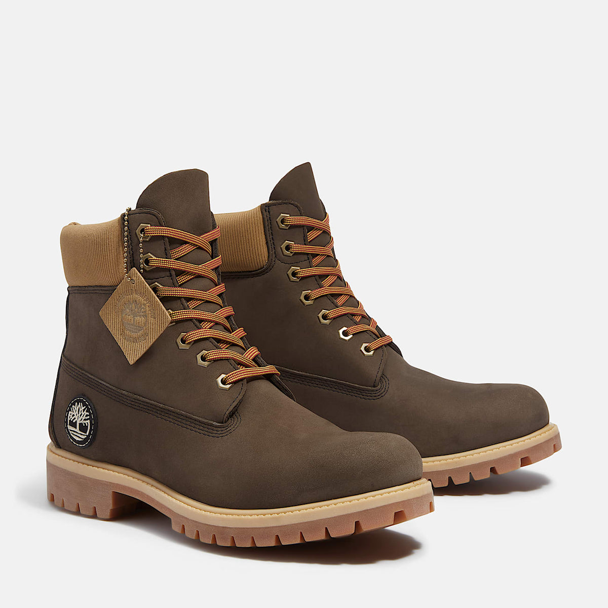 TIMBERLAND PREMIUM 6 INCH WATERPROOF BOOT (DARK BROWN NUBUCK/OLIVE) TB0A2P6WA4J