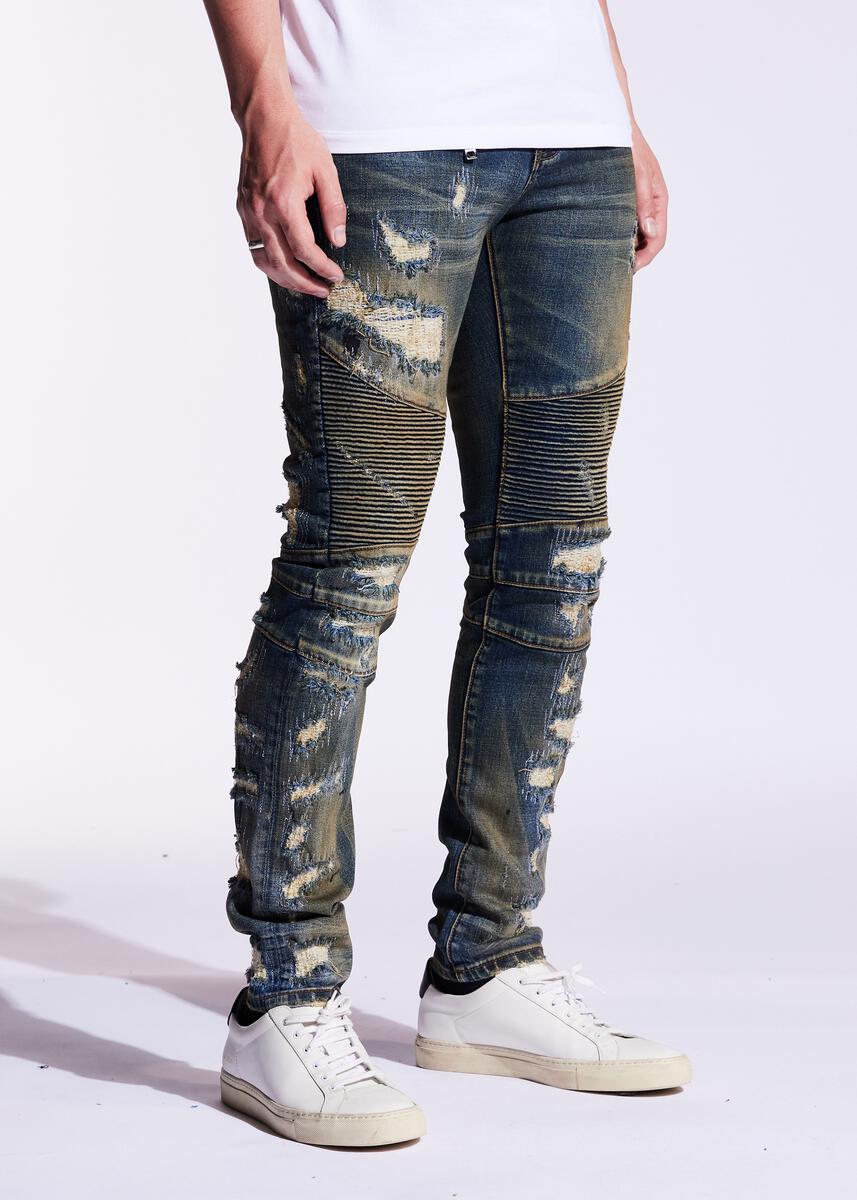 EMBELLISH LERO BIKER DENIM (DEEP INDIGO) EMBF121-114