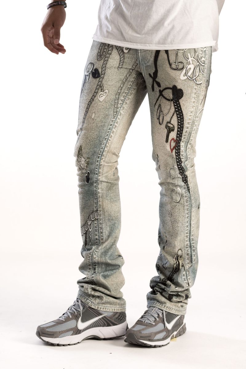 KINDRED / PREMIUM DIGITAL PRINT STACKED JEAN (GREY) KD2235