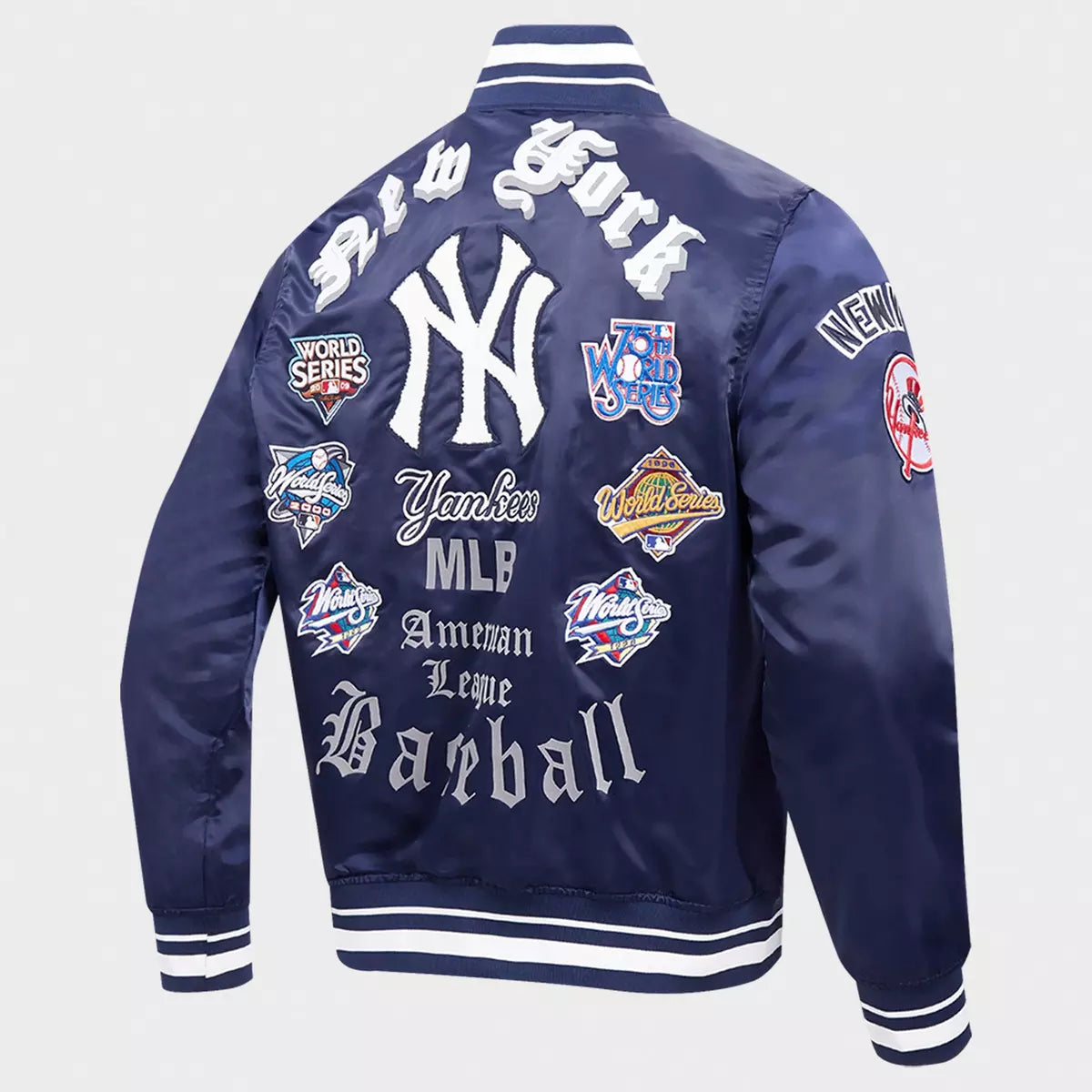 Pro Standard New York Yankees Mens Navy Blue Old English Satin Light Weight Jacket LNY6314652