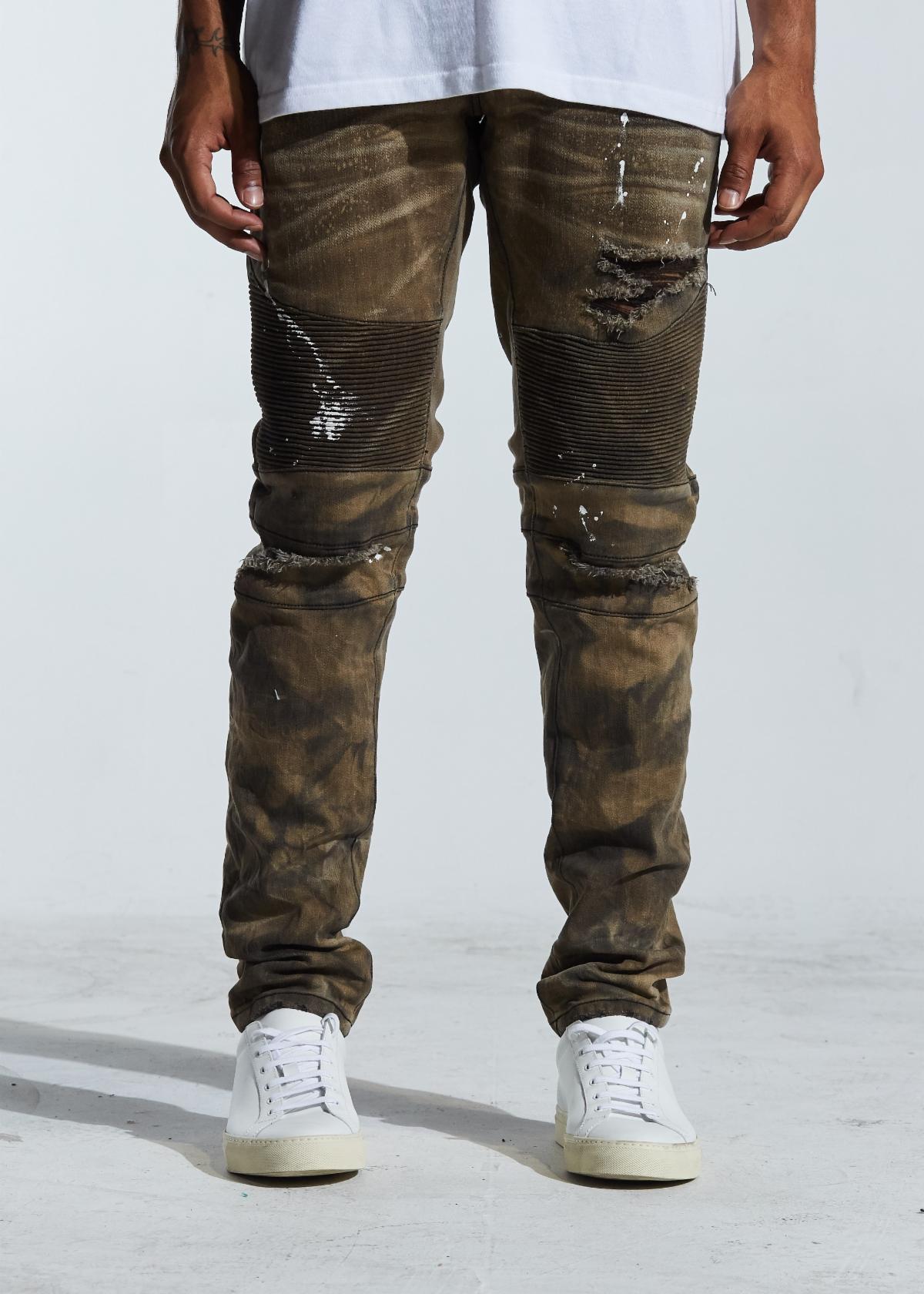 EMBELLISH SALVADOR BIKER DENIM (BROWN) EMBH118-114