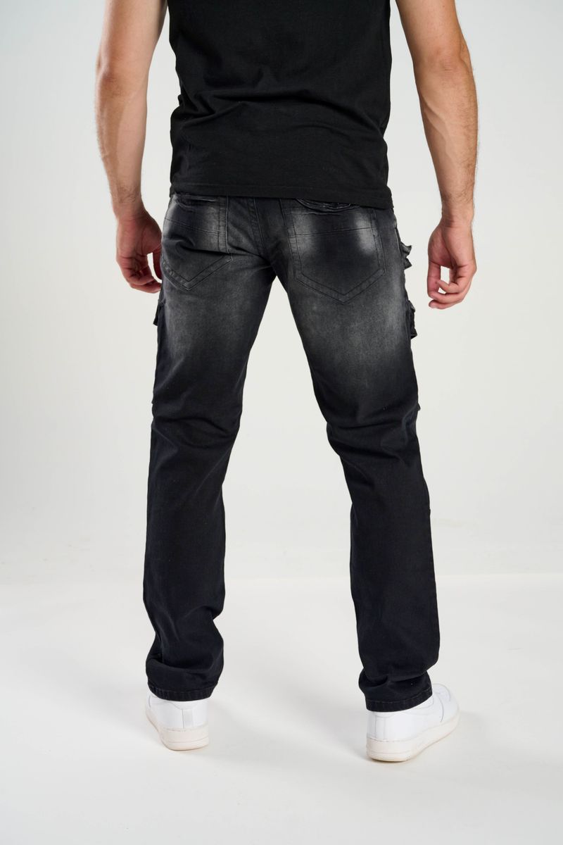 TAKER / CARGO POCKET DENIM SLIM STRAIGHT FIT (BLACK) T4053