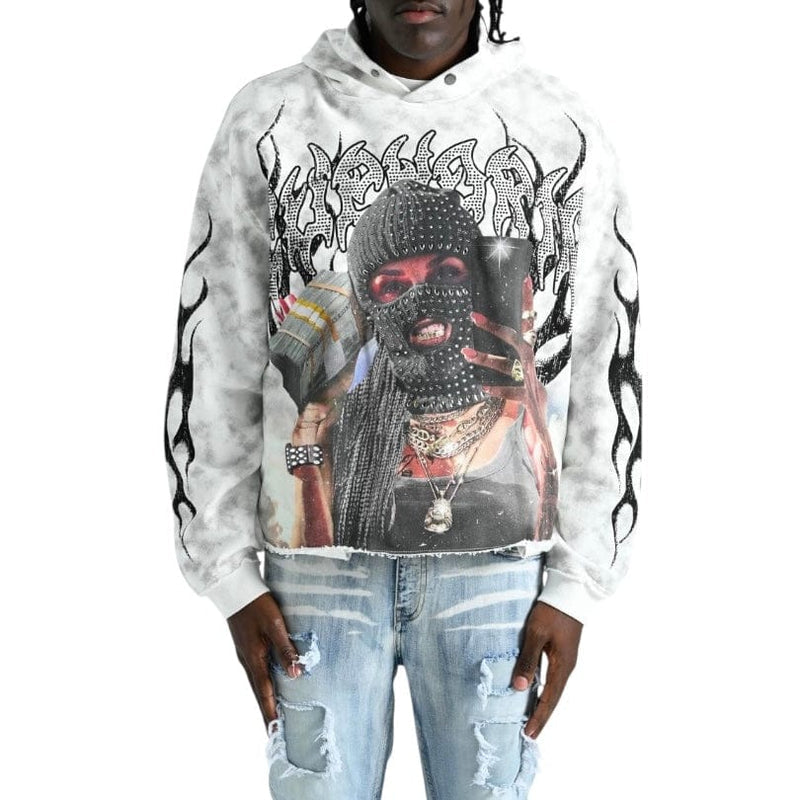 TAKER / RAW-EDGE CROPPED FRENCH TERRYHOODIE T5261 (WHITE)