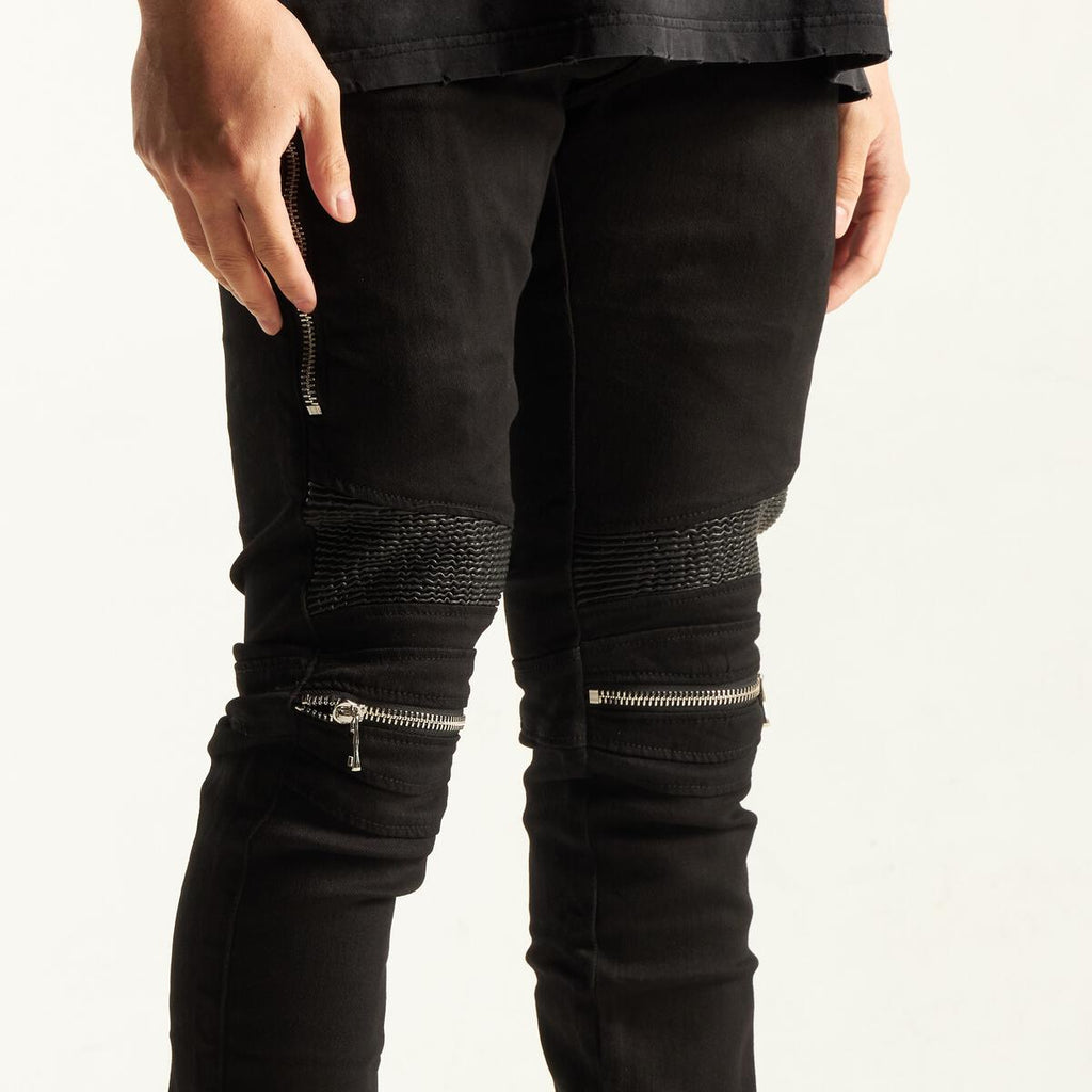 EMBELLISH SUNNY BIKER DENIM (BLACK) EMBQS28-105