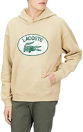 Lacoste  Men's Monogram Motif Lacoste Print Hooded Sweatshirt Beige