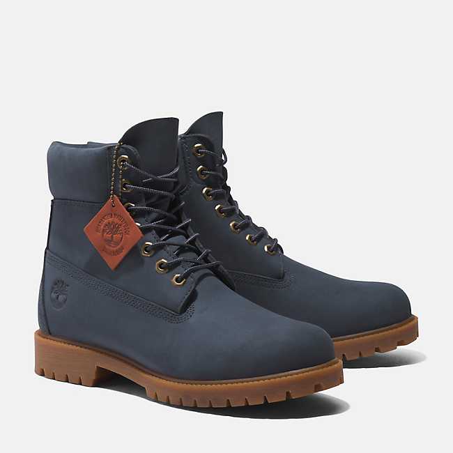 TIMBERLAND HERITAGE LACE UP PREMIUM 6 IN WATERPROOF BOOT (DARK BLUE NUBUCK) TB0A2N48EP2