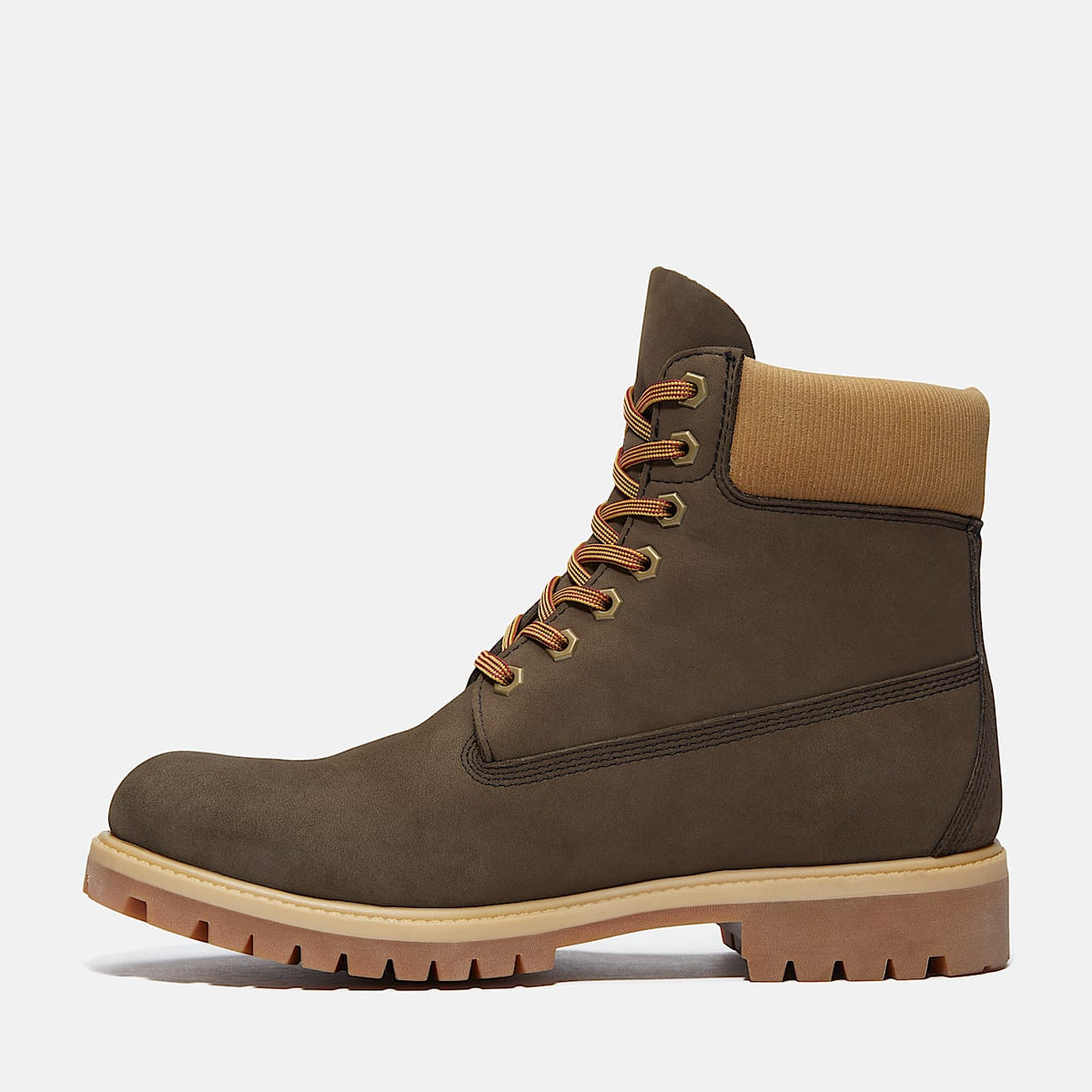 TIMBERLAND PREMIUM 6 INCH WATERPROOF BOOT (DARK BROWN NUBUCK/OLIVE) TB0A2P6WA4J