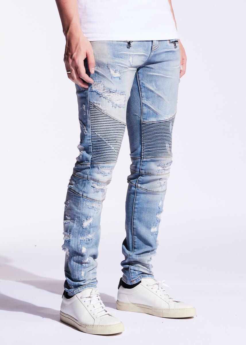 EMBELLISH LERO BIKER DENIM (BLUE) EMBF121-115