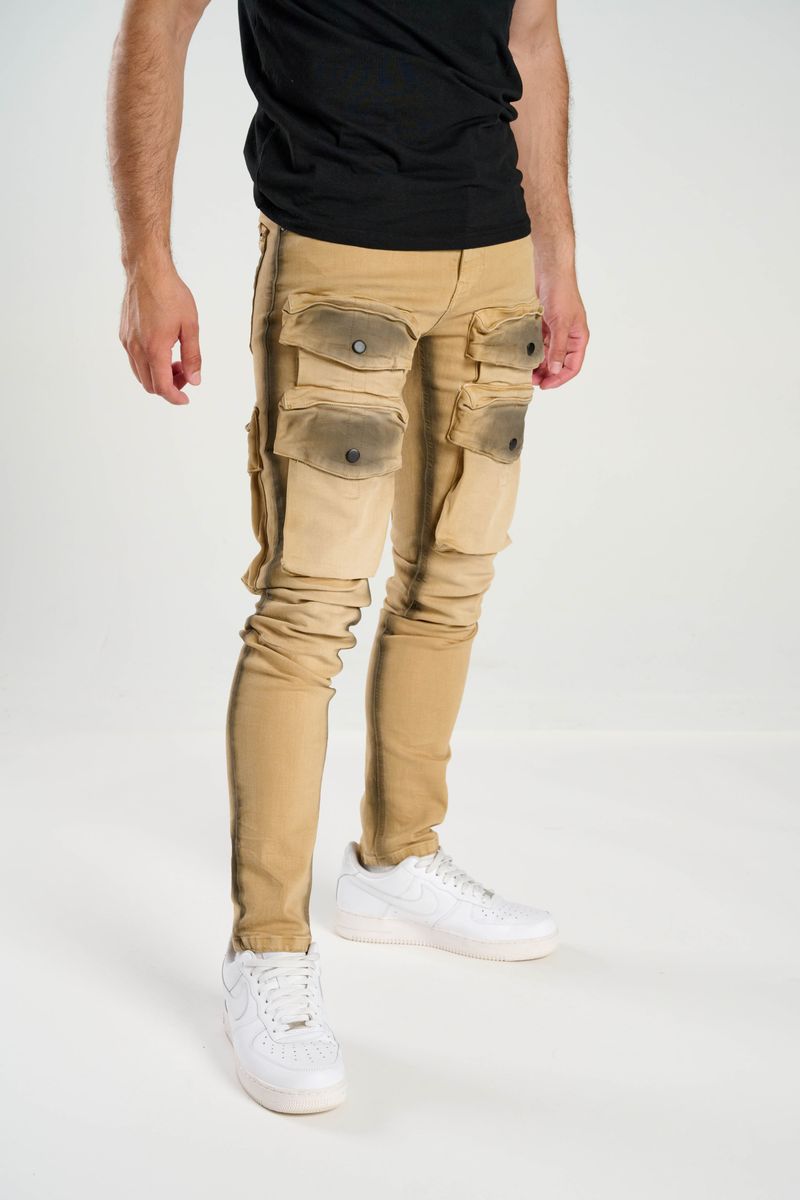 TAKER / CARGO POCKET JEAN SLIM FIT (KHAKI) T4051