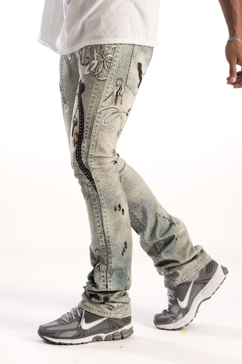 KINDRED / PREMIUM DIGITAL PRINT STACKED JEAN (GREY) KD2235