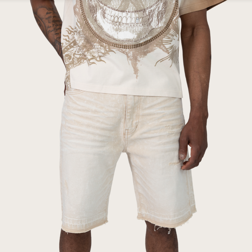 SMOKE RISE SUN BLEACHED EFFECT COLORED SHORT (TS26S130) Abrade Khaki