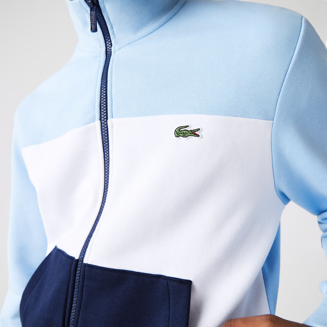 Lacoste Printed Colorblock Fleece Tracksuit (Navy/White/Baby Blue)