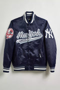 Pro Standard New York Yankees Satin Varsity Jacket (Navy Blue)