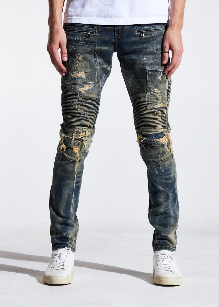 EMBELLISH FEZ BIKER DENIM (INDIGO SAND) EMBSP221-109