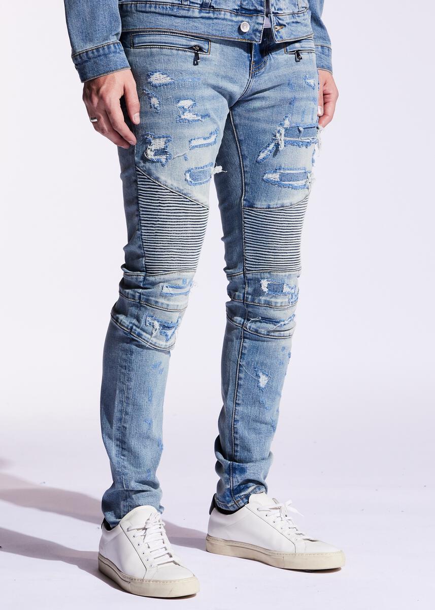 EMBELLISH STEFAN BIKER DENIM (BLUE) EMBF221-112