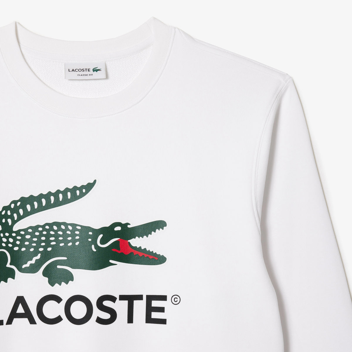 Lacoste Men's Fleece Crew Neck Sweatshirt White