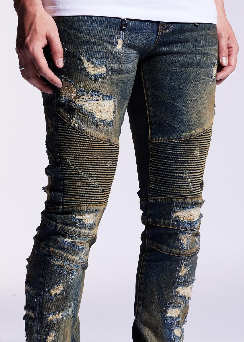 EMBELLISH LERO BIKER DENIM (DEEP INDIGO) EMBF121-114