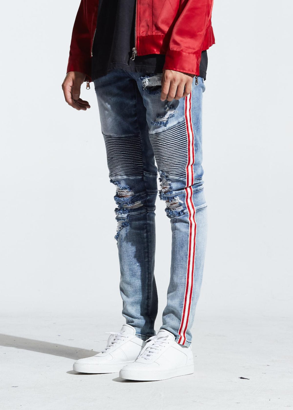 EMBELLISH KHALIL BIKER DENIM (BLUE) EMBSP119-127