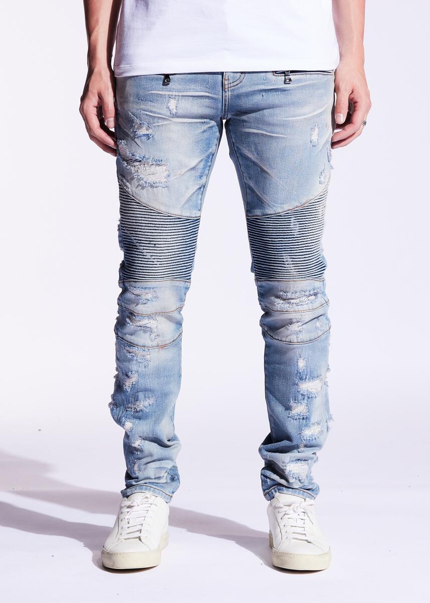 EMBELLISH LERO BIKER DENIM (BLUE) EMBF121-115