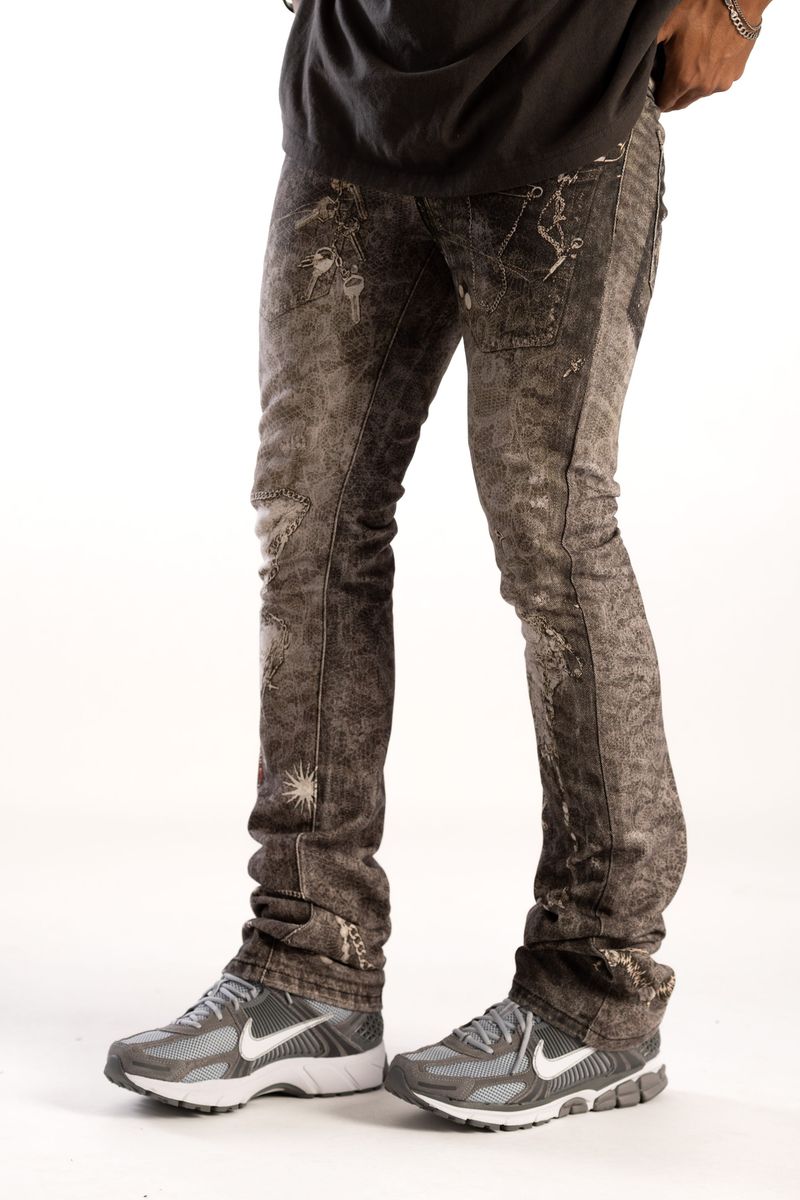 KINDRED / PREMIUM DIGITAL PRINT STACKED JEAN (GREY) KD2234