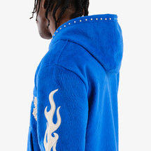 COPPER RIVET "SAINTS" MOHAIR HOODIE W/ PEARL DETAILS (ROYAL BLUE)