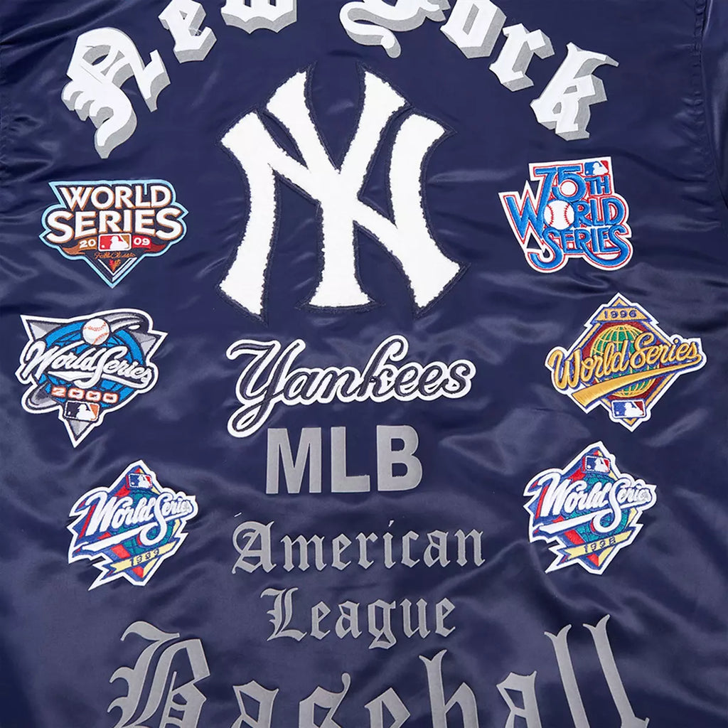 Pro Standard New York Yankees Mens Navy Blue Old English Satin Light Weight Jacket LNY6314652