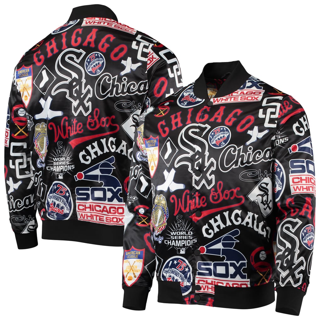 PRO STANDARD CHICAGO WHITE Sox BLACK ALLOVER PRINT SATIN FULL-SNAP JACKET