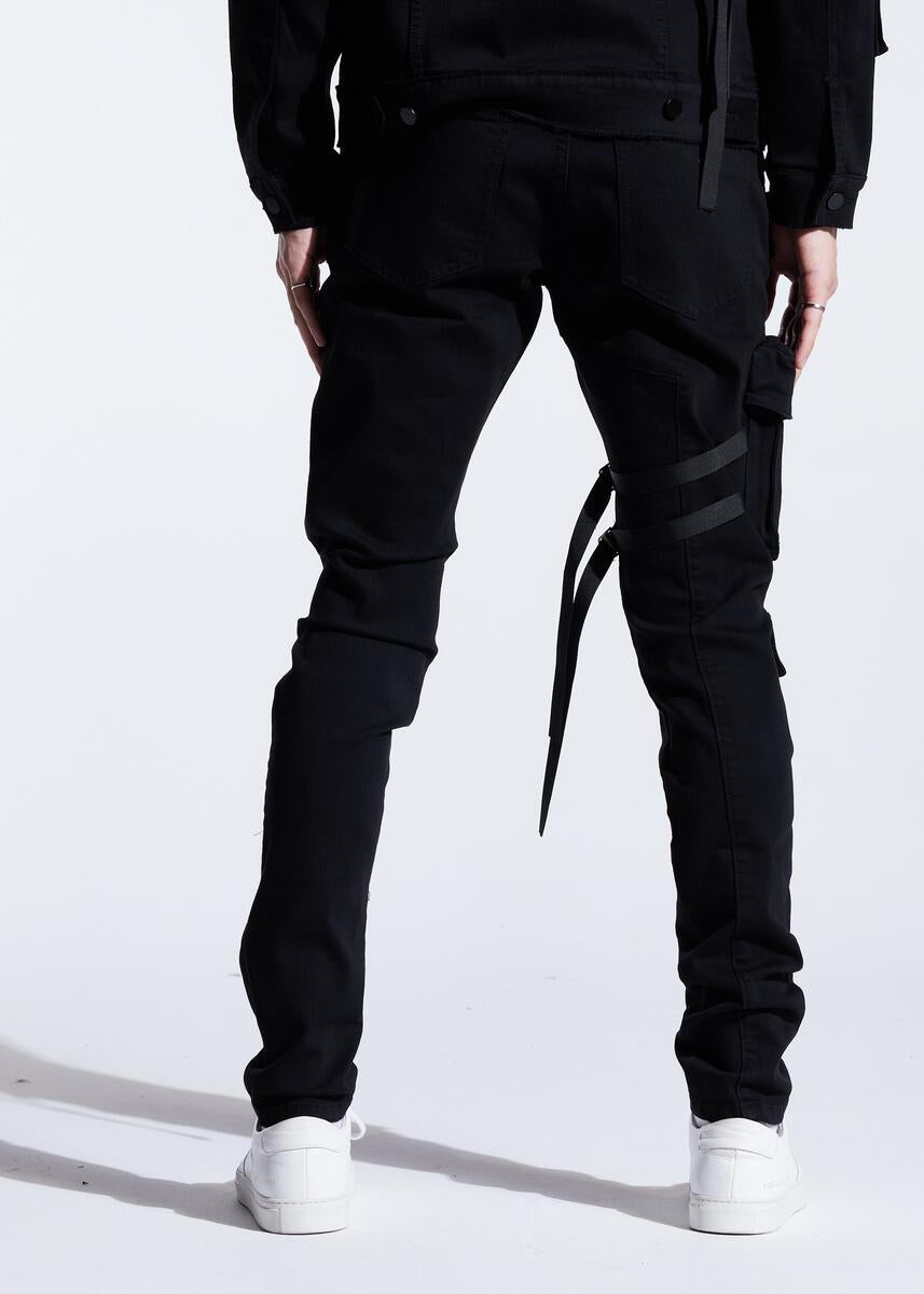 EMBELLISH RAIDER CARGO DENIM (BLACK SPLIT) EMBDECQS20-104