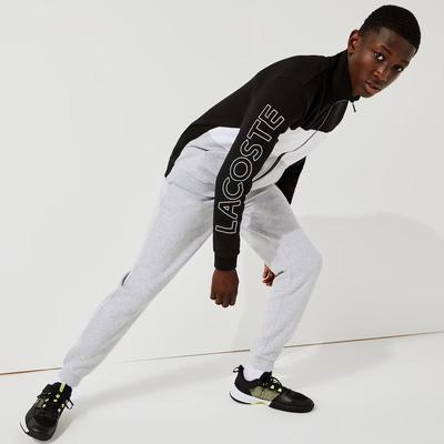 Lacoste Printed Colorblock Fleece Tracksuit (Grey/White/Black)
