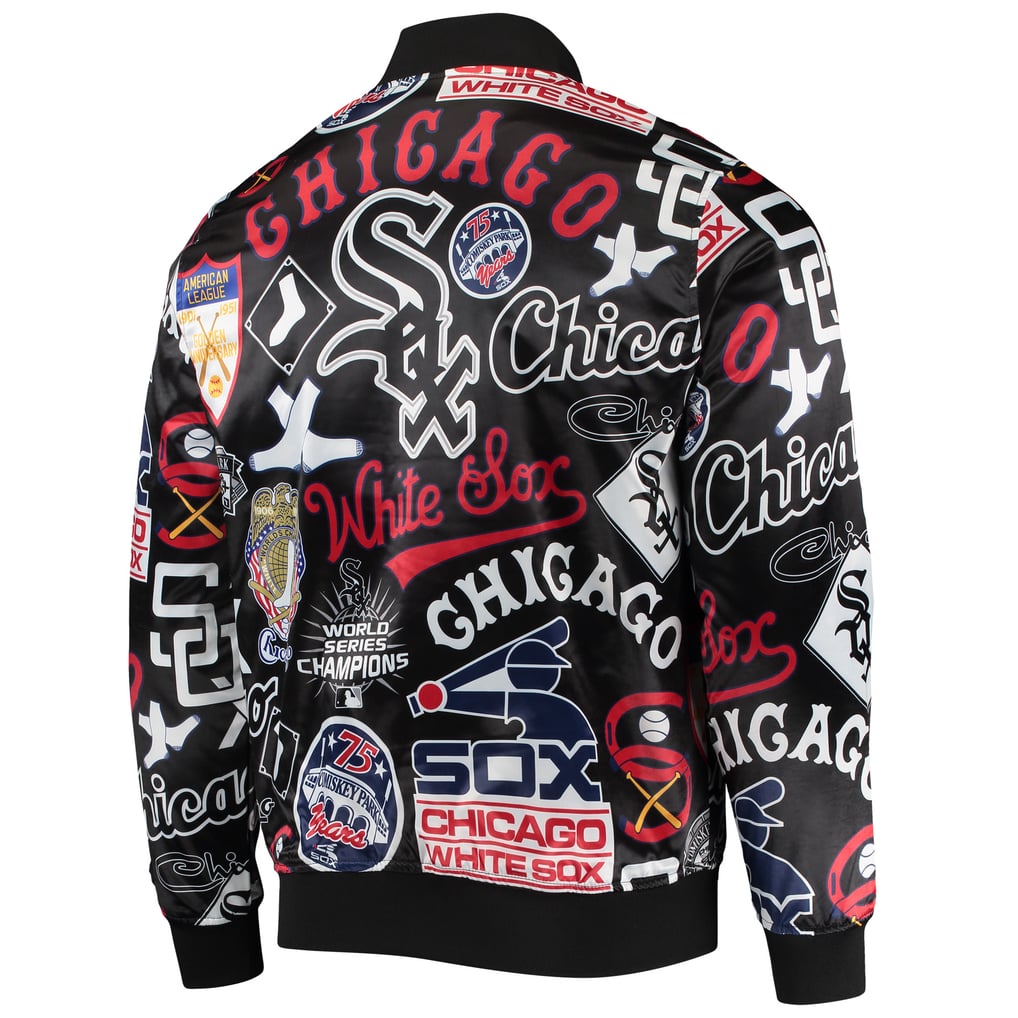 PRO STANDARD CHICAGO WHITE Sox BLACK ALLOVER PRINT SATIN FULL-SNAP JACKET
